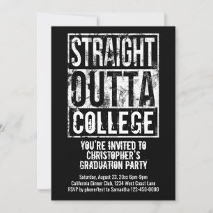 Rak Outta College Funny Studentfest Inbjudningar