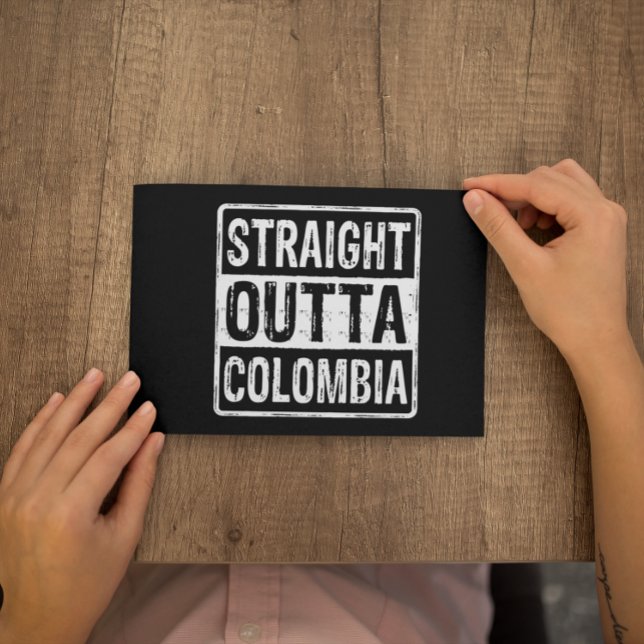 Rak Outta Colombia Black White Vykort (straight outta colombia black white postcard)