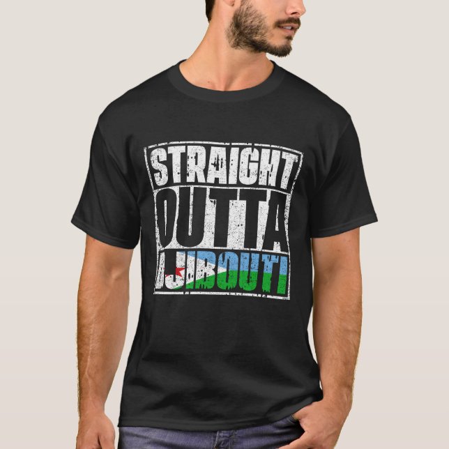 Rak Outta Djibouti Flagga T Shirt (Framsida)