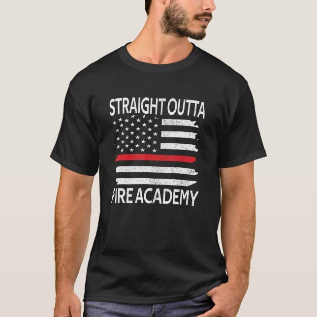 Rak Outta Fire Academy Red Line Firefighter G T Shirt (Framsida)