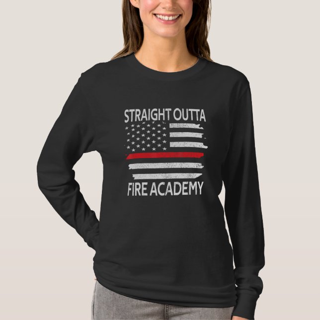 Rak Outta Fire Academy Red Line Firefighter G T Shirt (Framsida)