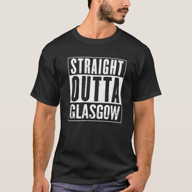 Rak Outta Glasgow Vintage Distress Funny T Shirt (Framsida)