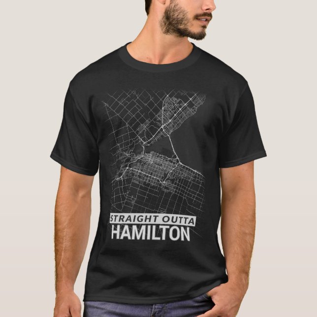 Rak Outta Hamilton stadskarta (det STORA TRYCKET) T Shirt (Framsida)