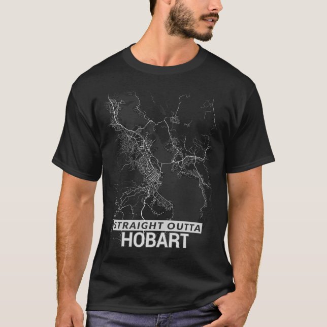 Rak Outta Hobart stadskarta (det STORA TRYCKET) T Shirt (Framsida)