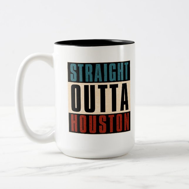Rak Outta Houston Texas TX USA Två-Tonad Mugg (Vänster)