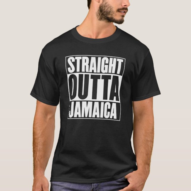 Rak Outta Jamaica Slogan Påstående Roligt T Shirt (Framsida)