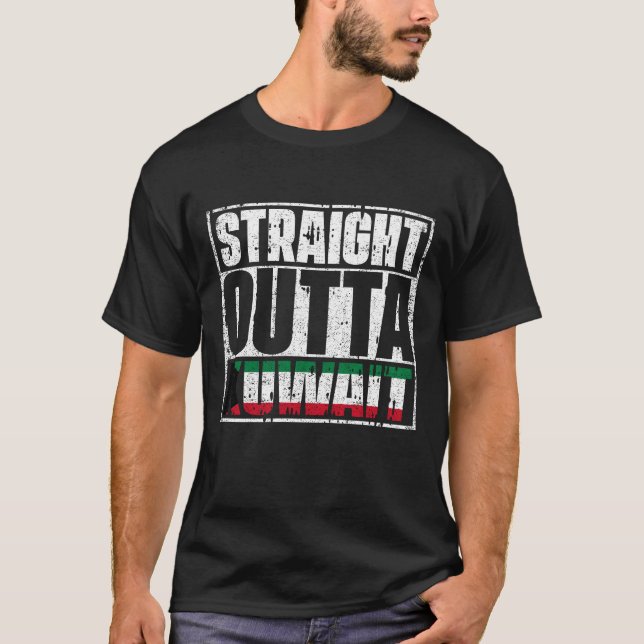 Rak Outta Kuwait Flagga T Shirt (Framsida)