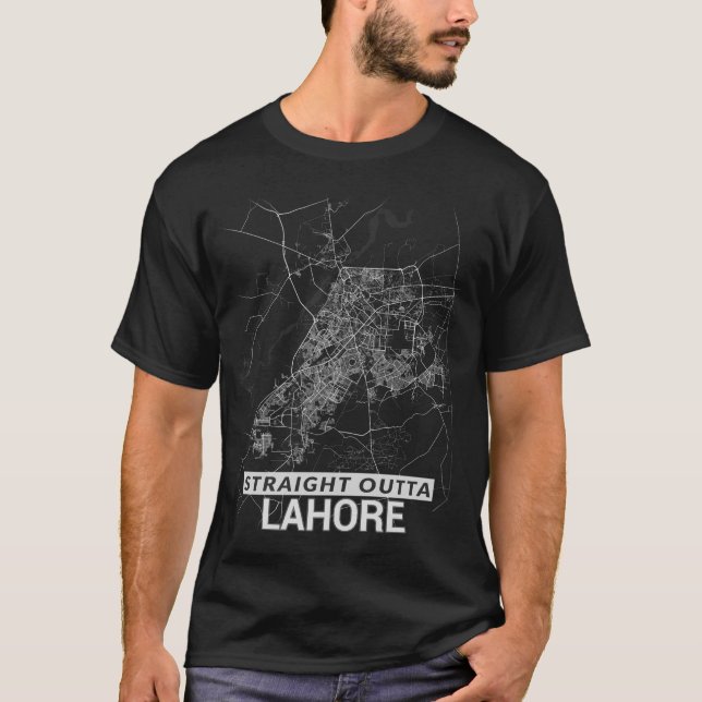 Rak Outta Lahore stadskarta (det STORA TRYCKET) T Shirt (Framsida)