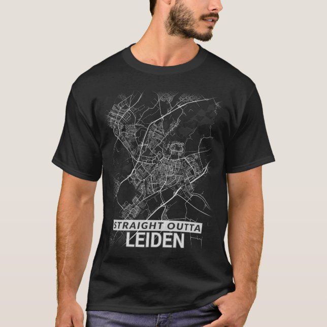 Rak Outta Leiden stadskarta (det STORA TRYCKET) T Shirt (Framsida)