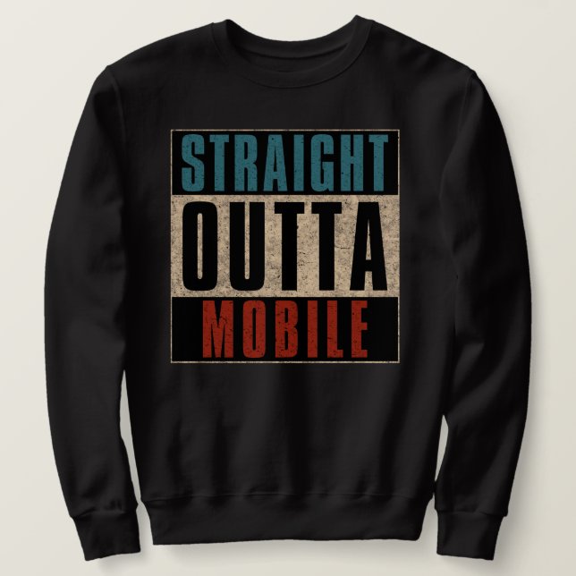 Rak Outta Mobile Alabama AL Lång Ärmad Tröja (Design framsida)