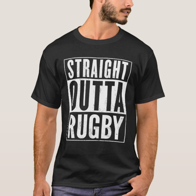 Rak Outta Rugby Funny T Shirt (Framsida)