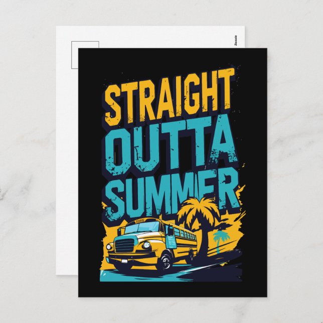 Rak Outta Summer - Retro Back to School Helg Vykort (Fram/baksida)