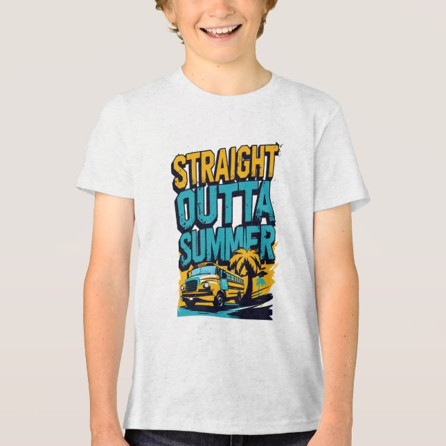 Rak Outta Summer - Retro Back to School T Shirt (Framsida)