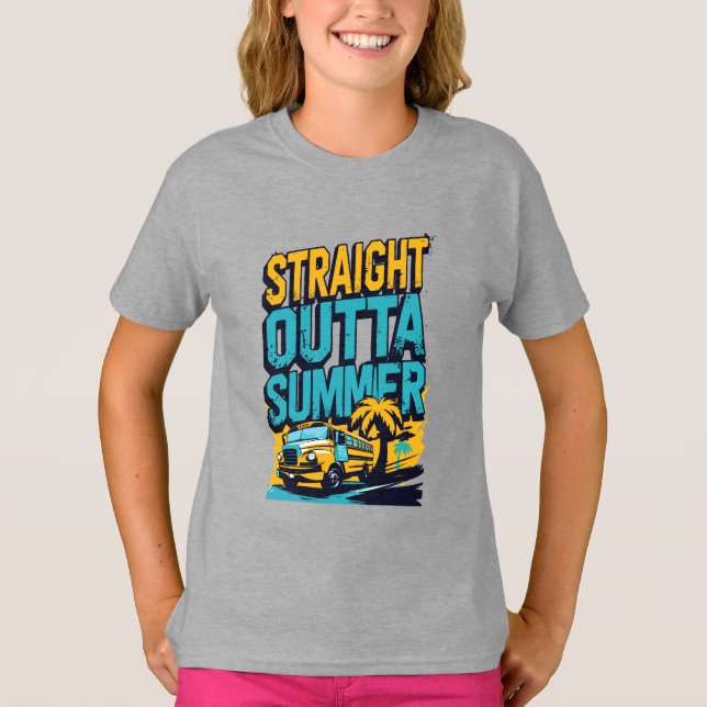 Rak Outta Summer - Retro Back to School T Shirt (Framsida)
