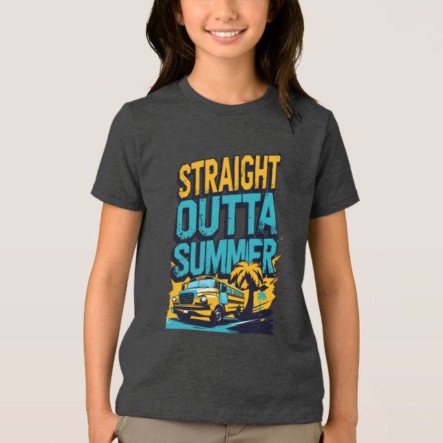 Rak Outta Summer - Retro Back to School T Shirt (Framsida)