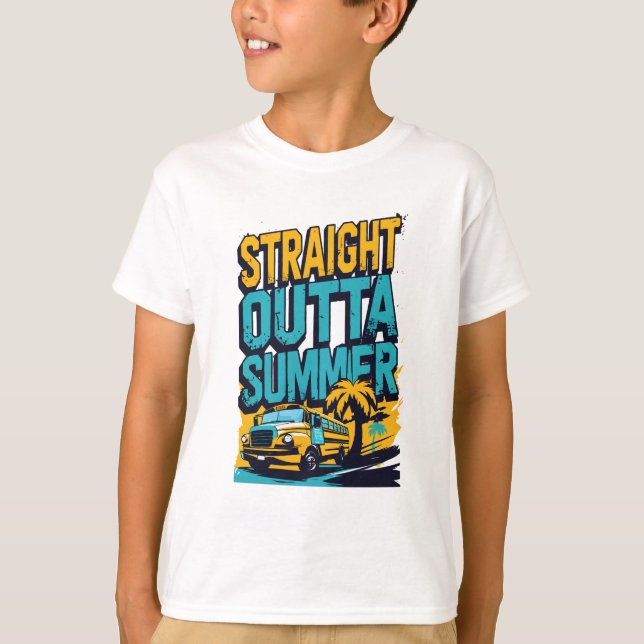 Rak Outta Summer - Retro Back to School T Shirt (Framsida)