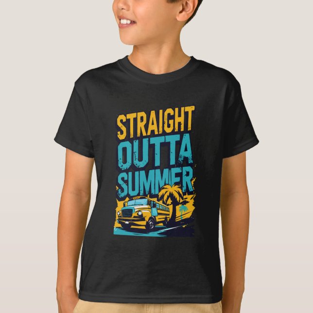 Rak Outta Summer - Retro Back to School T Shirt (Framsida)