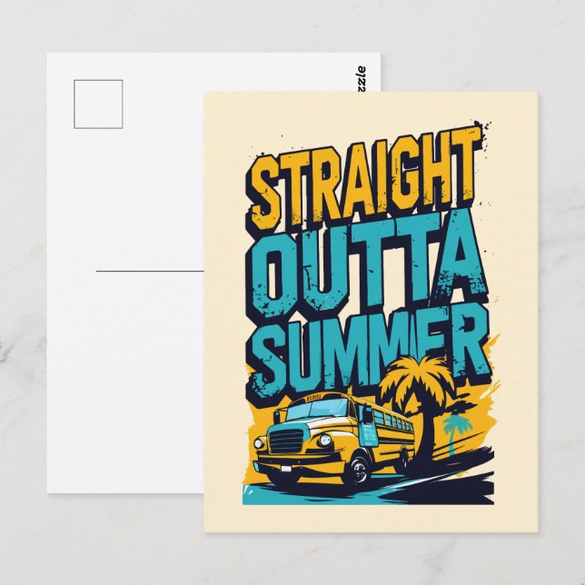 Rak Outta Summer - Retro Back to School Vykort (Fram/baksida)