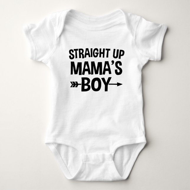 Rak upp Mamma Boy Funny T Shirt (Framsida)