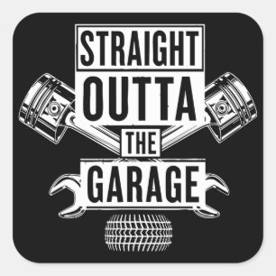 Rak ut från garagemekanikern fyrkantigt klistermärke