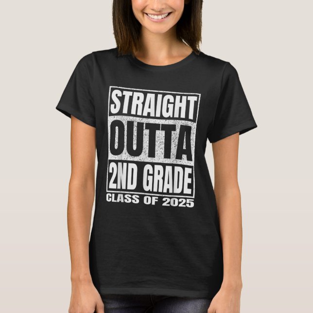 Rak ut ur 2:a klass Cl 2025 Andra klass examen T Shirt (Framsida)