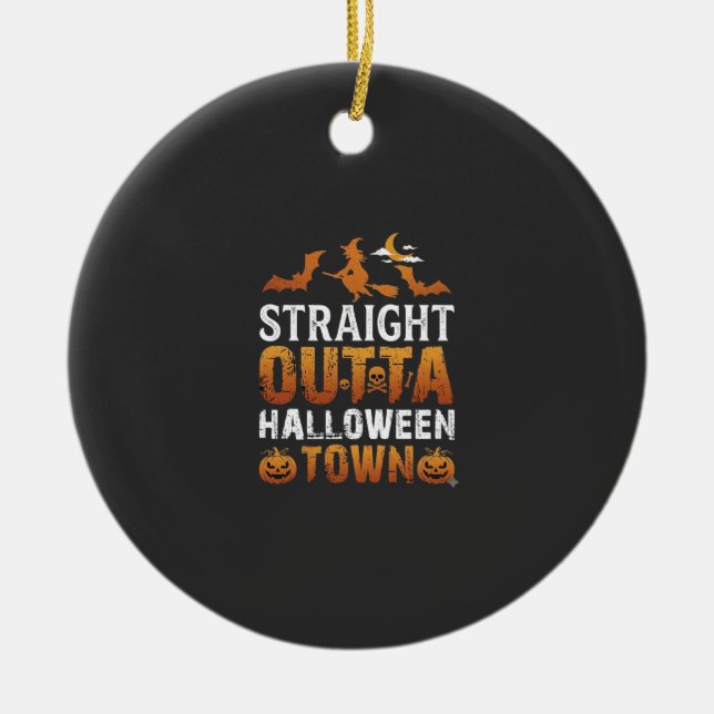 Rak ut ur Halloween Town Häxmånad Fladdermöss Pump Julgransprydnad Keramik (Framsidan)