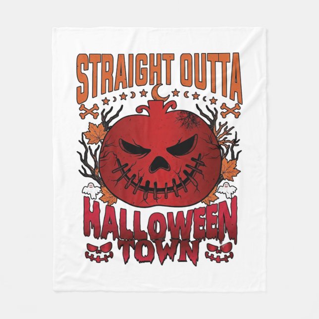 Rak ut ur Halloween Town Röda Pumpa Spöken L Fleecefilt (Framsidan)