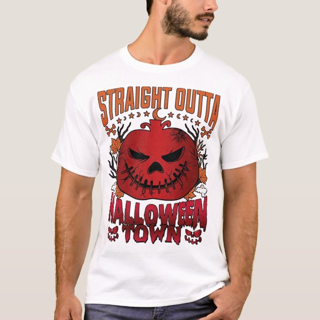 Rak ut ur Halloween Town Röda Pumpa Spöken L T Shirt (Framsida)