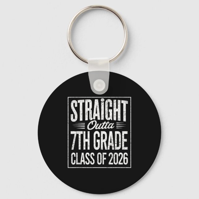 Rak ut ur sjunde klass examen år 2026 nyckelring (Framsida)