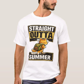 Rak ut ur sommar vintage kattdesign t shirt