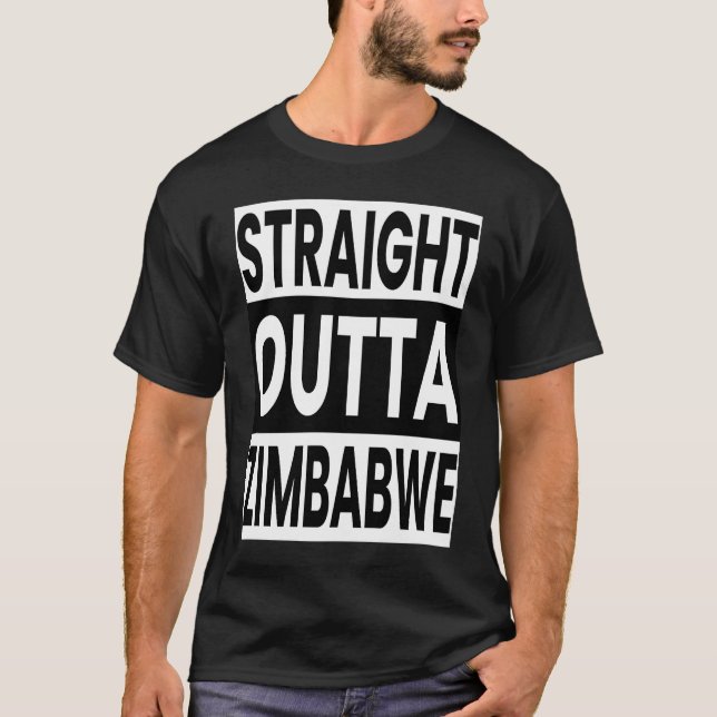 Rak ut ur Zimbabwe Afrika T Shirt (Framsida)