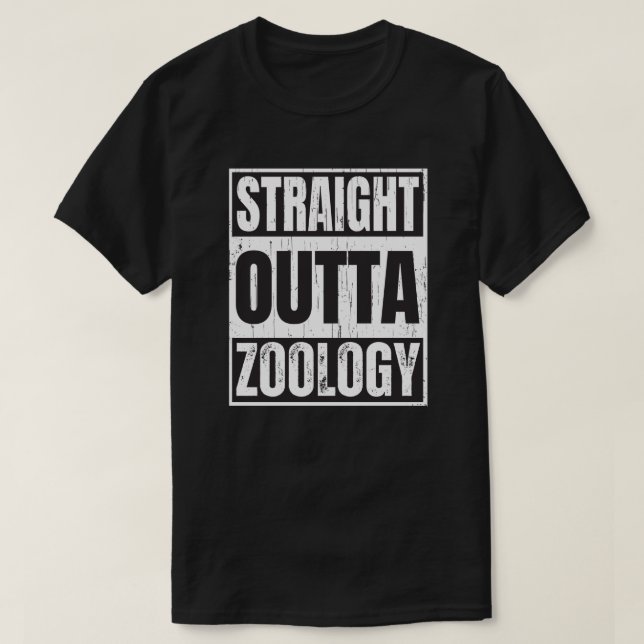 Rak ut ur Zoology, lustig studenten utbildning T Shirt (Design framsida)