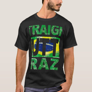 Rak utanför Brasilien Brasiliens Flagga Färg Distr T Shirt