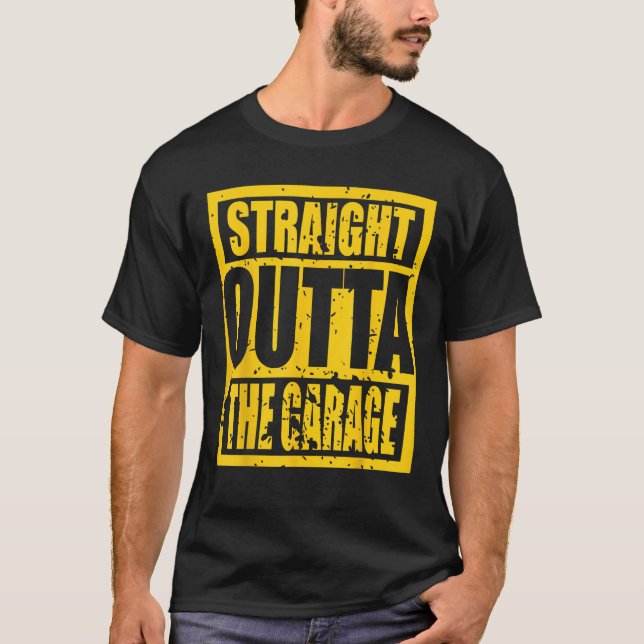Rak utanför Garage Funny Garage Tee (Framsida)
