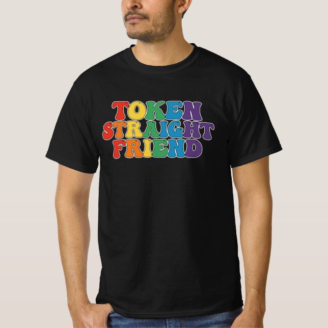 Rak vän för Groovy LGBT-Pride T Shirt (Framsida)