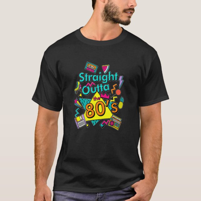 Rak version 80-årsjubileet i 80-talets Retr T Shirt (Framsida)