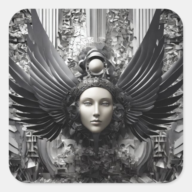 Raka Ansikte Fyrkantigt Klistermärke (Framsida)