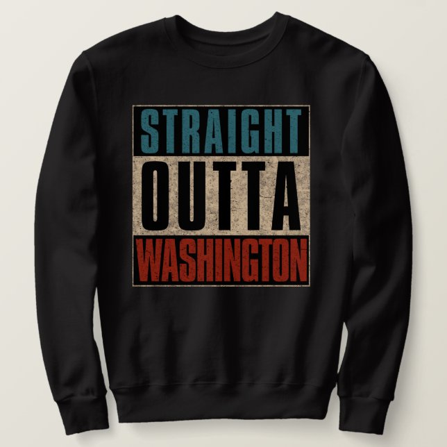 Raka distriktet Outta Washington i Colombia DC Lång Ärmad Tröja (Design framsida)