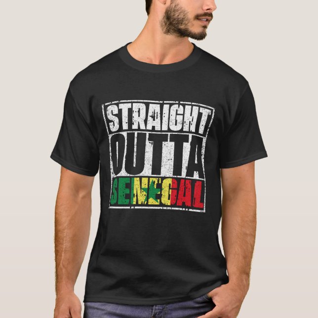 Raka Flagga Outta Senegal T Shirt (Framsida)