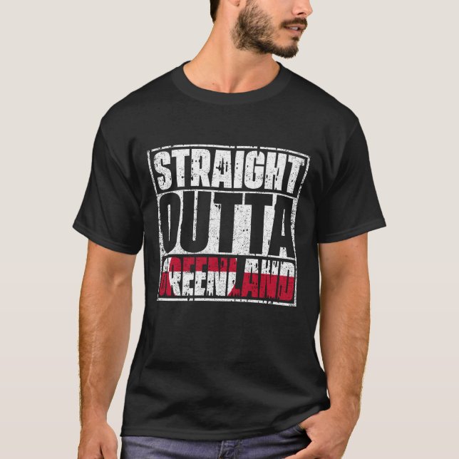 Raka Grönland-Flagga T Shirt (Framsida)