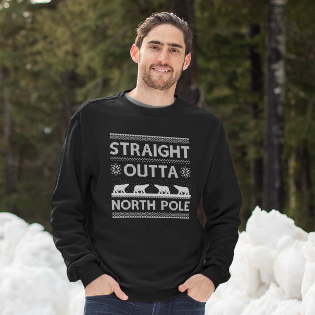 Raka Nordpolen utanför Afrika Lång Ärmad Tröja (Straight Outta North Pole Sweatshirt Man In Snow)