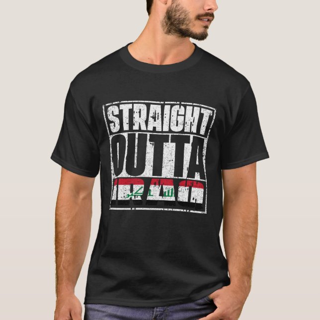 Raka Outat Irak-Flagga T Shirt (Framsida)
