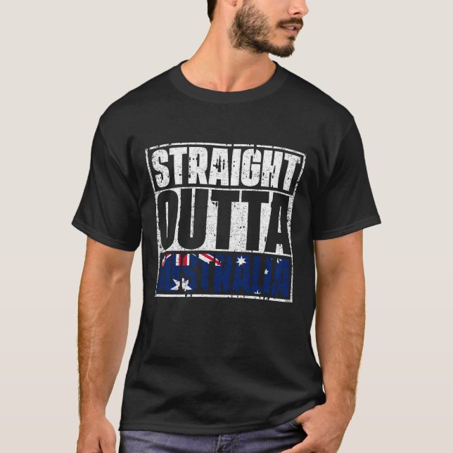 Raka Outta Australia Flagga T Shirt (Framsida)