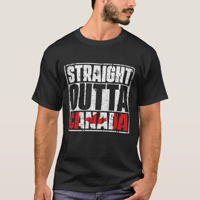 Raka Outta Canada Flagga T Shirt (Framsida)