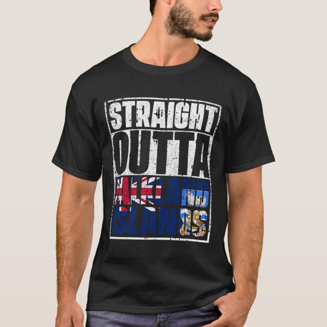 Raka Outta falkland Islands Flagga T Shirt (Framsida)