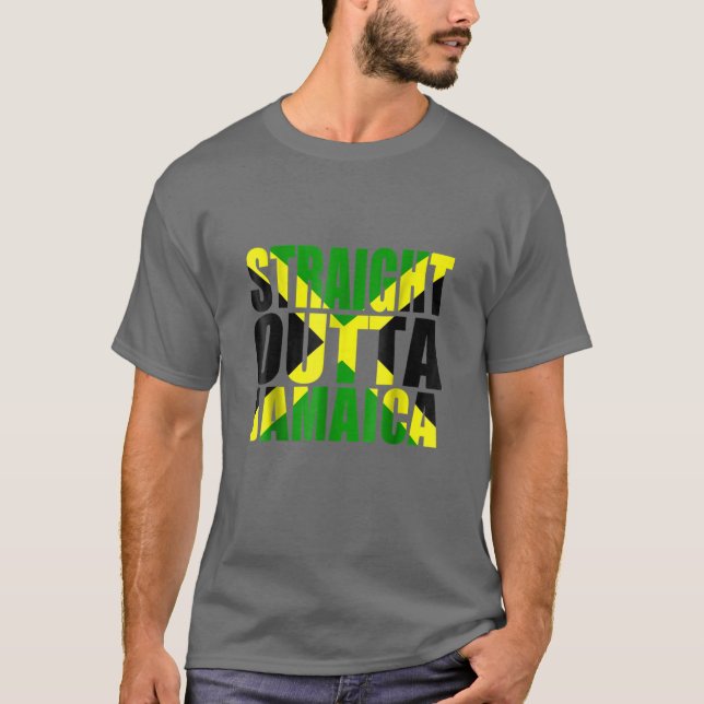 Raka Outta Jamaica Flagga Gift-Pridet T Shirt (Framsida)