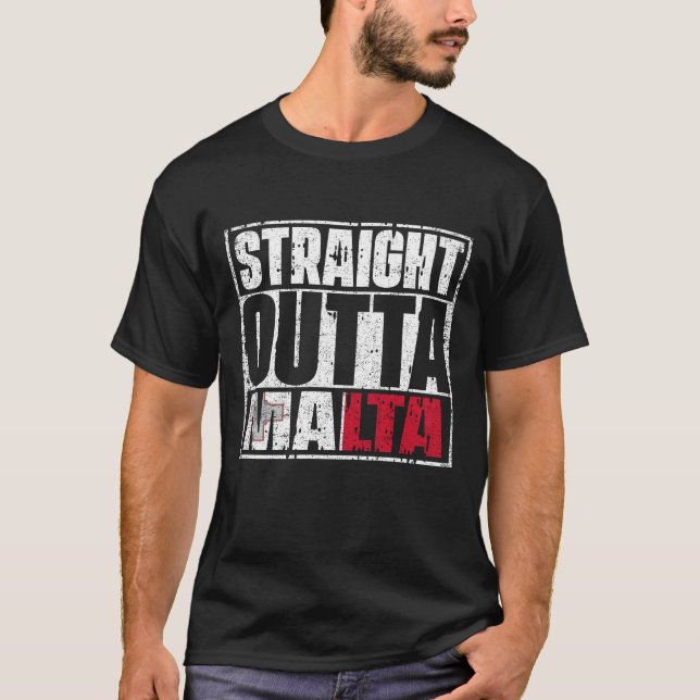 Raka Outta Malta Flagga T Shirt (Framsida)