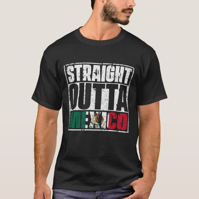Raka Outta Mexico Flagga T Shirt (Framsida)