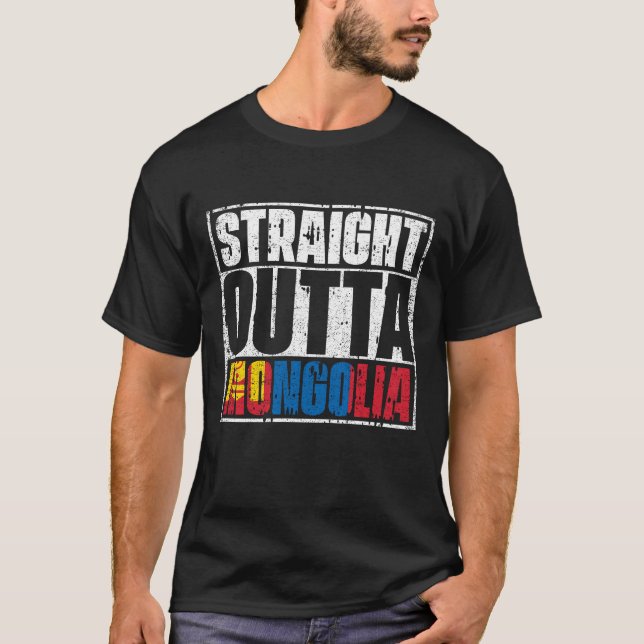 Raka Outta Mongolia-Flagga T Shirt (Framsida)
