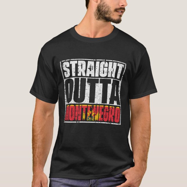 Raka Outta Montenegro Flagga T Shirt (Framsida)